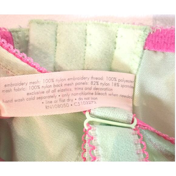 CACIQUE 18/20 Lime Pistachio & Pink Floral Embroidered Corset Underwire Bustier - Picture 7 of 8